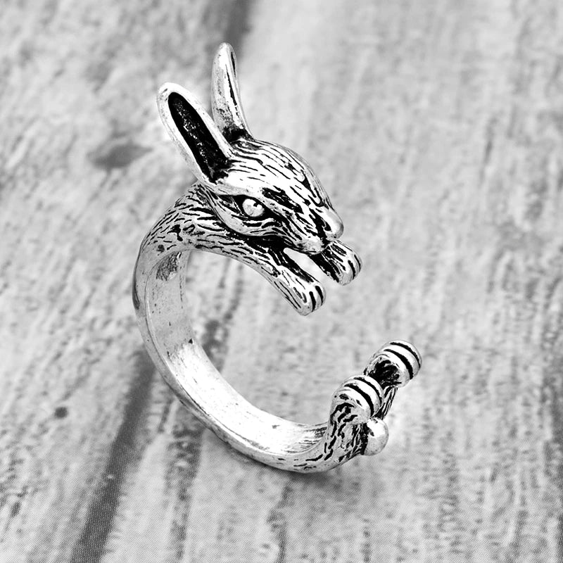 Adjustable Vintage Hippie Chic Handmade Rabbit Bunny Animal Knuckles Rings for Women Girls Charm Gift Fashion Jewelry