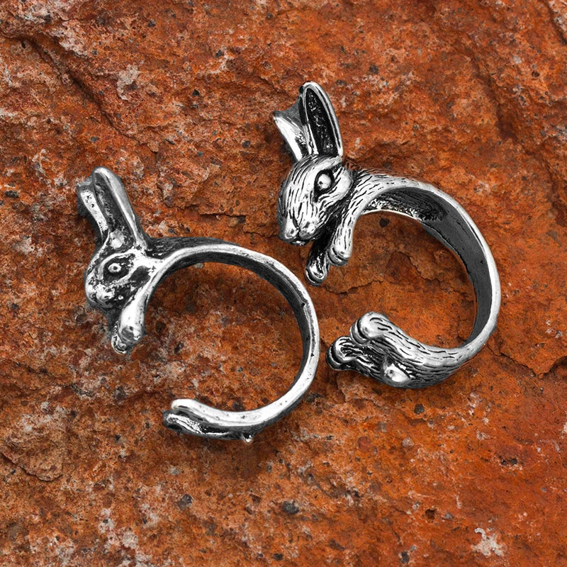 Adjustable Vintage Hippie Chic Handmade Rabbit Bunny Animal Knuckles Rings for Women Girls Charm Gift Fashion Jewelry