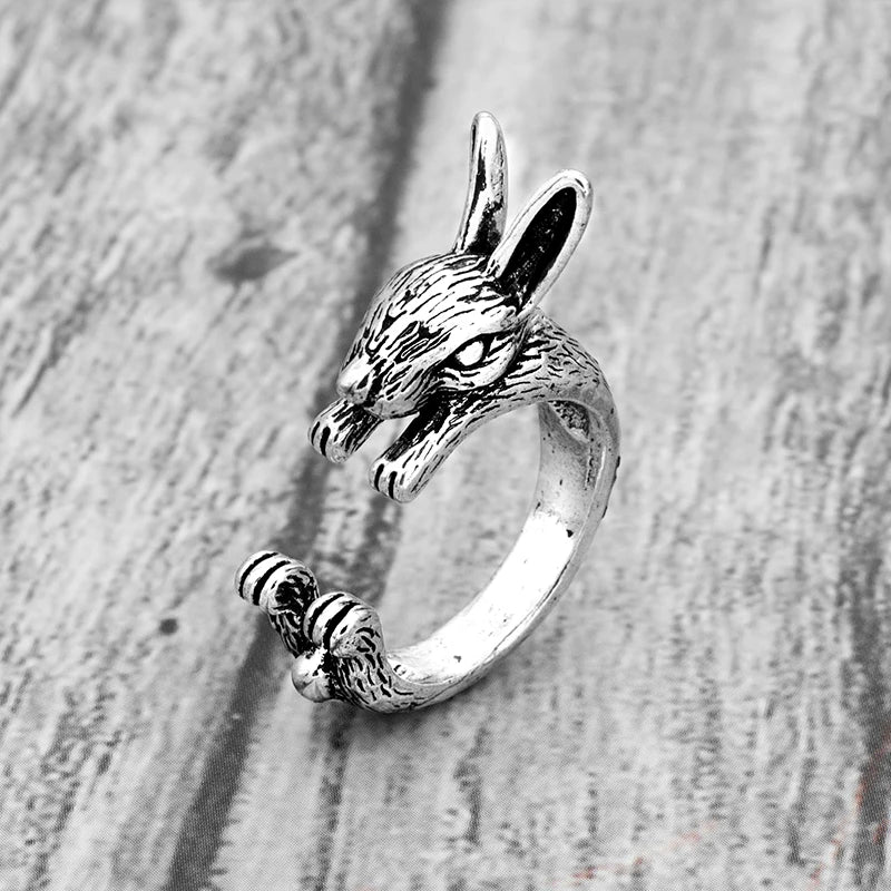 Adjustable Vintage Hippie Chic Handmade Rabbit Bunny Animal Knuckles Rings for Women Girls Charm Gift Fashion Jewelry