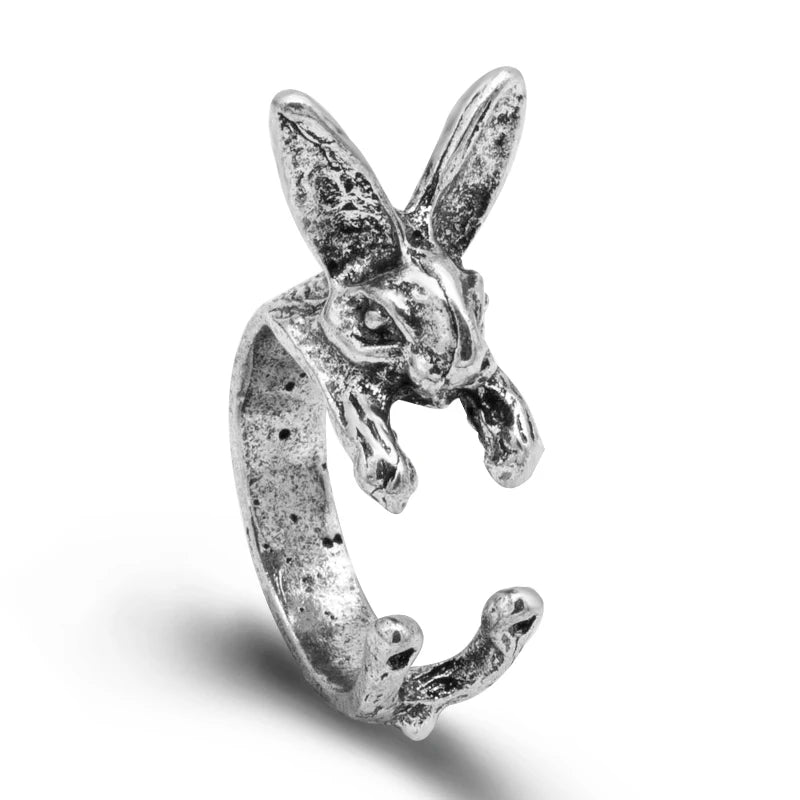 Adjustable Vintage Hippie Chic Handmade Rabbit Bunny Animal Knuckles Rings for Women Girls Charm Gift Fashion Jewelry