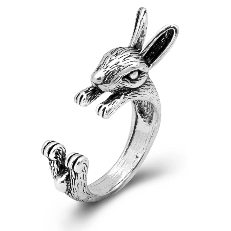 Adjustable Vintage Hippie Chic Handmade Rabbit Bunny Animal Knuckles Rings for Women Girls Charm Gift Fashion Jewelry