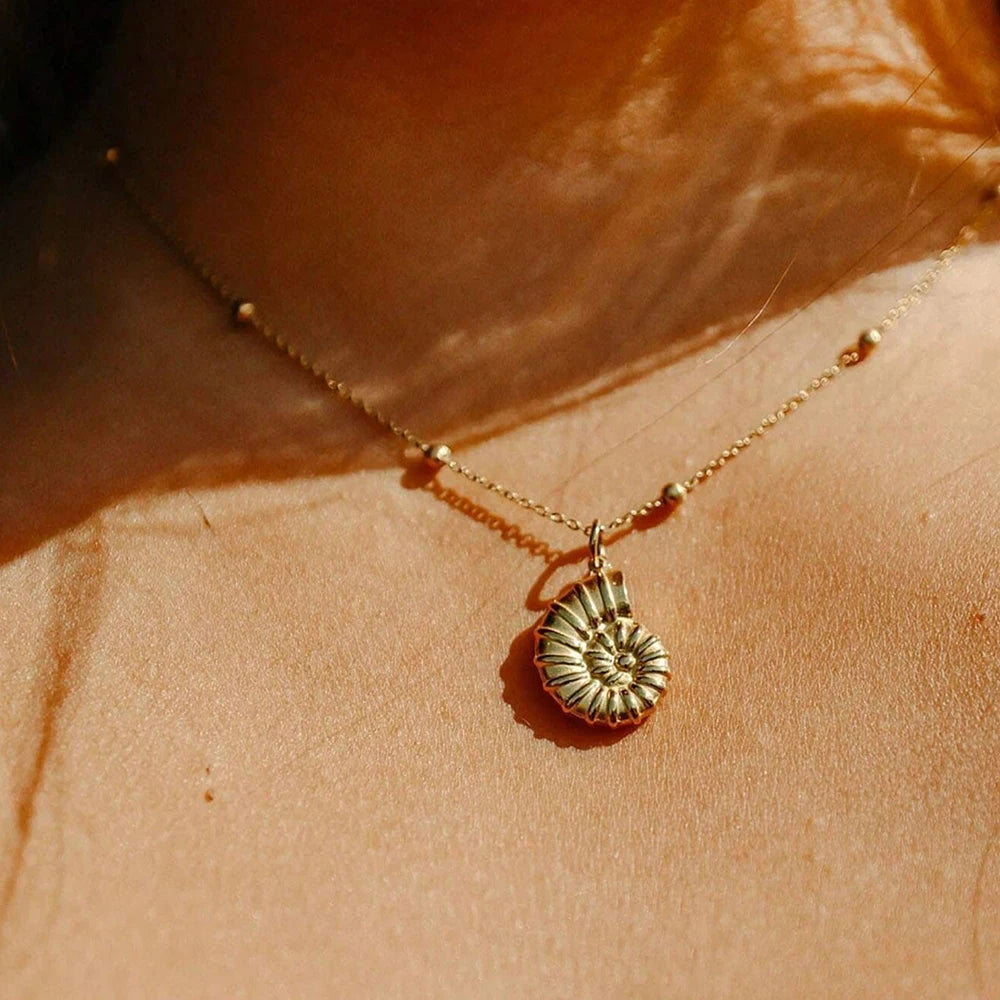 Bohemian Style Stainless Steel Nautilus Shell Ocean Beach Jewelry Necklace Conch Handmade Jewelry For Women Daily Wear