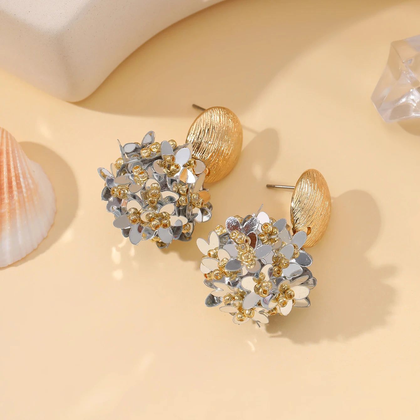 INKDEW Flower Petal Beads Big Round Drop Earrings For Women Long Earrings Handmade Fashion Jewelry Gift boho EA153