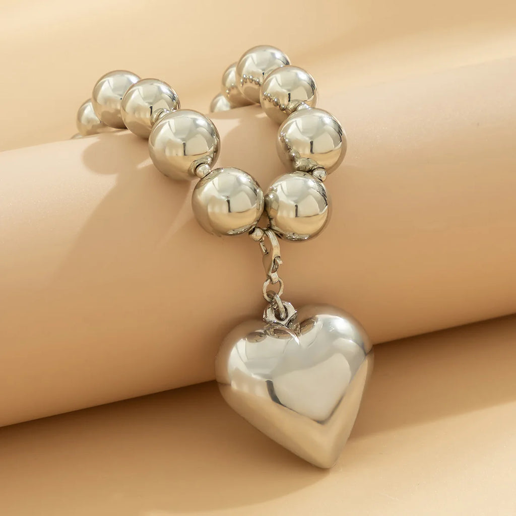 Boho Gold Heart shaped Pendant Necklace 2025 Women's Retro Simple Creative Handmade Beads Sweet Girl Fashion Jewelry