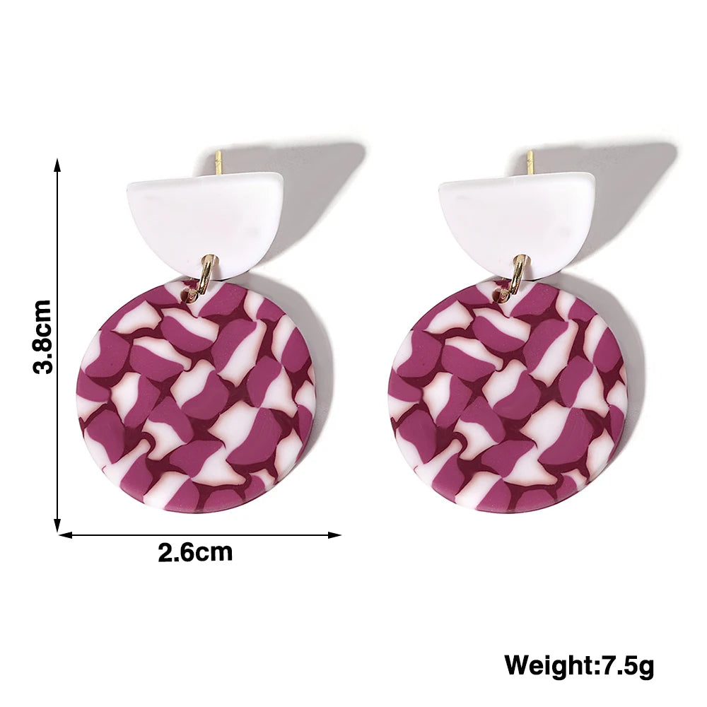 Summer Outdoor Earrings For Women Trendy Warm Color Series Handmade Polymer Clay Geometry Jewelry Party Eardrop INS