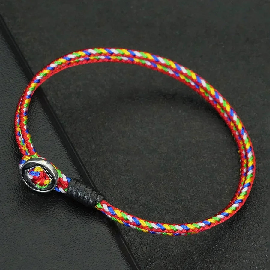 Minimalist 2mm Thin Rope Bracelet Unisex Handmade Braided Easy Hook Bilayer National Style Luck Red Braslet Family Couple Gift