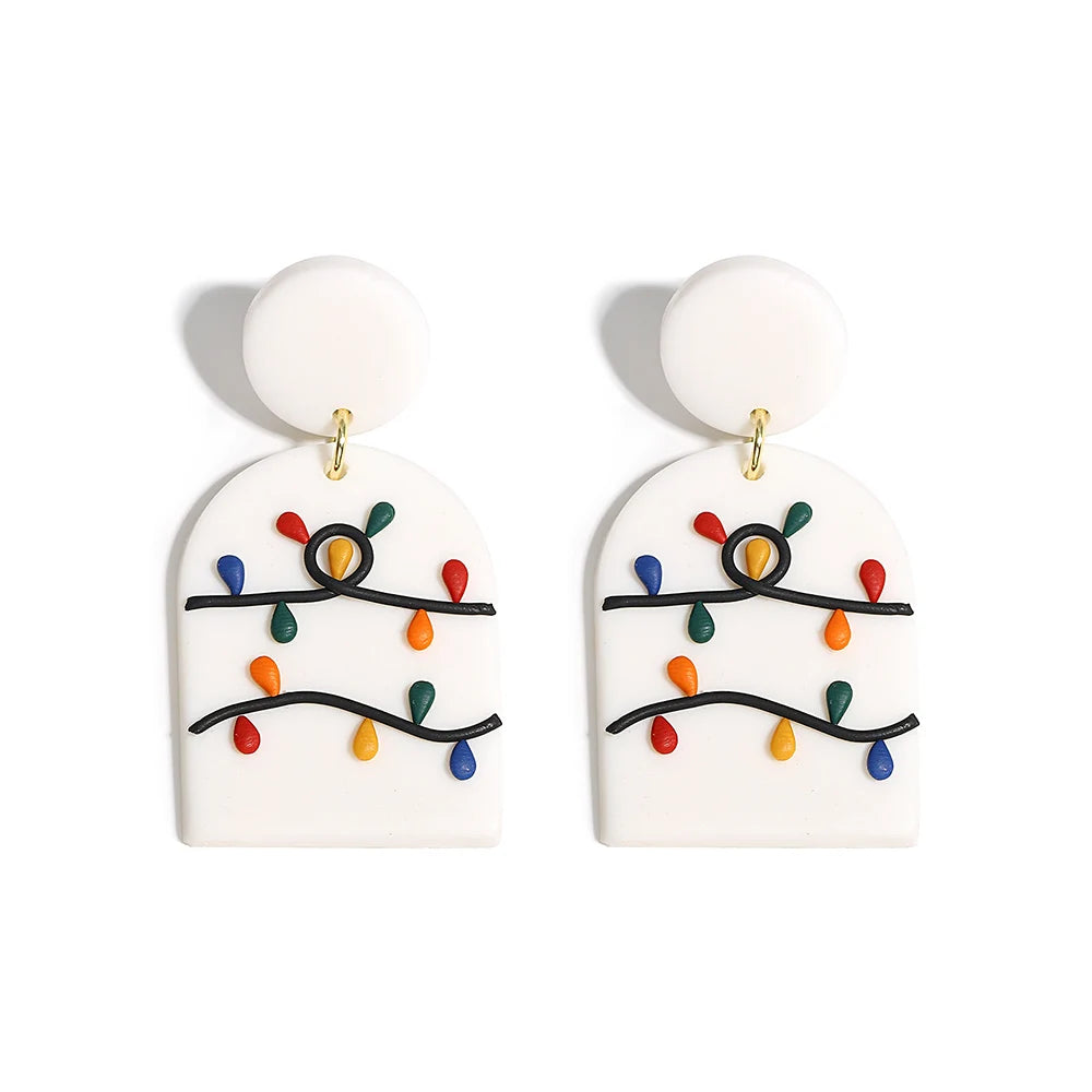 Lifefontier Christmas Festival Gifts Polymer Clay Drop Earrings 3D Handmade Xmas Snowman Tree Charms Earring Party Jewelry