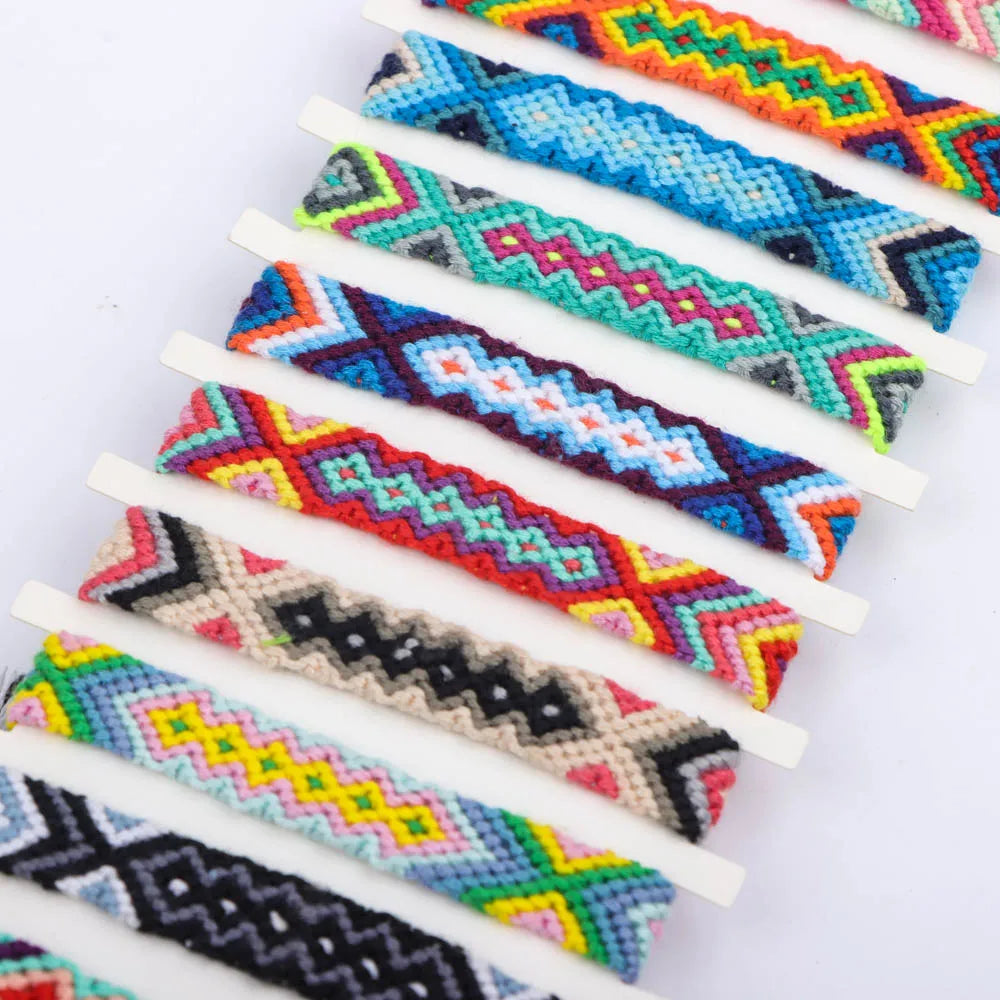 6Pcs/Lot Colorful Bohemian Handmade Woven Bracelets With Adjustable Daily Wear Birthday Party Gifts For Men  Women