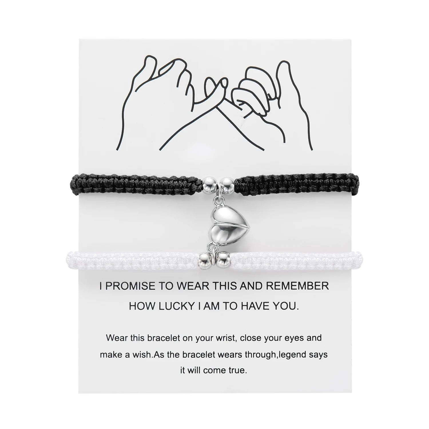 Handmade Heart Magnet Bracelet for Women Men Fashion Adjustable Braided Couple Bracelet Lovers Bestie Friendship Jewelry Sets