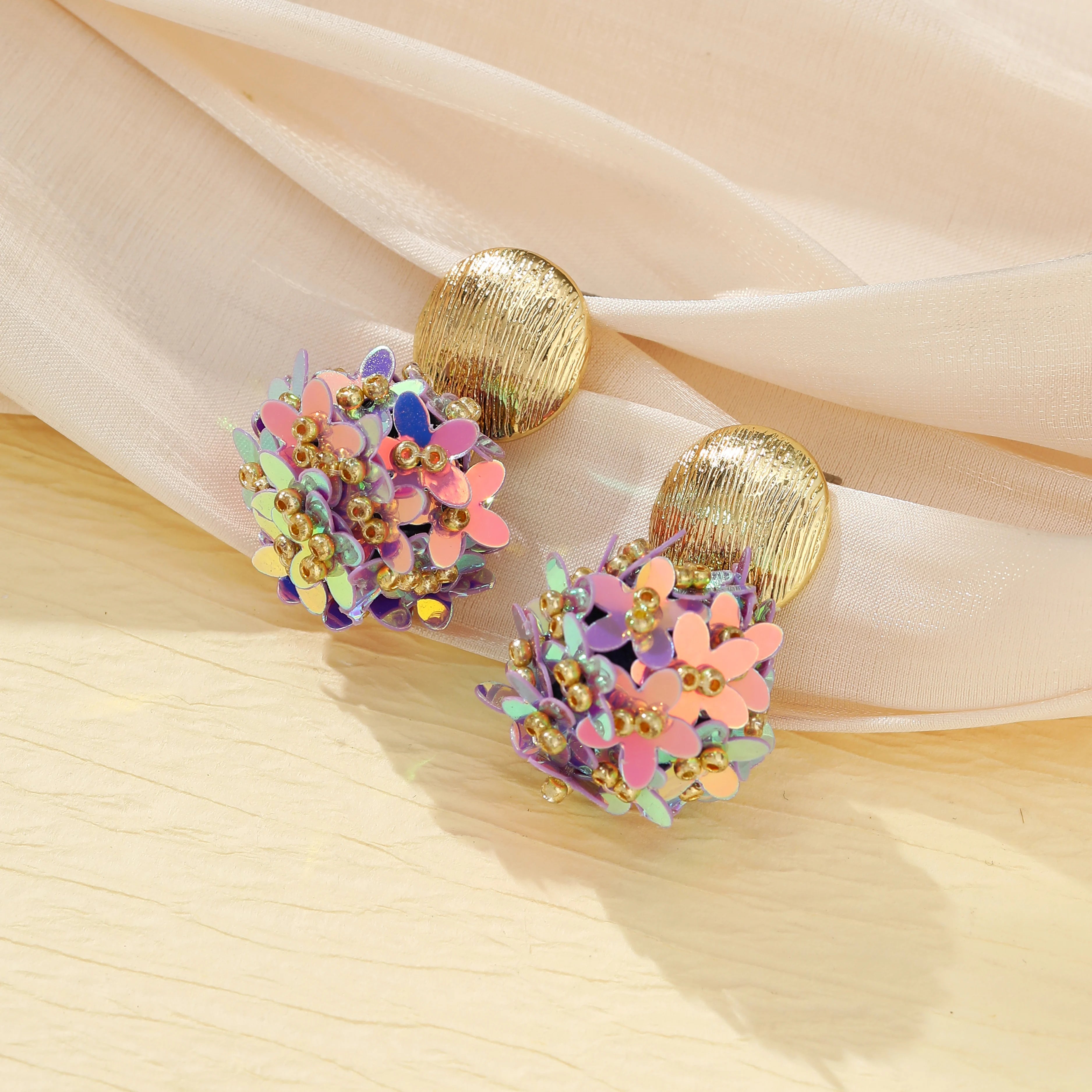 INKDEW Flower Petal Beads Big Round Drop Earrings For Women Long Earrings Handmade Fashion Jewelry Gift boho EA153