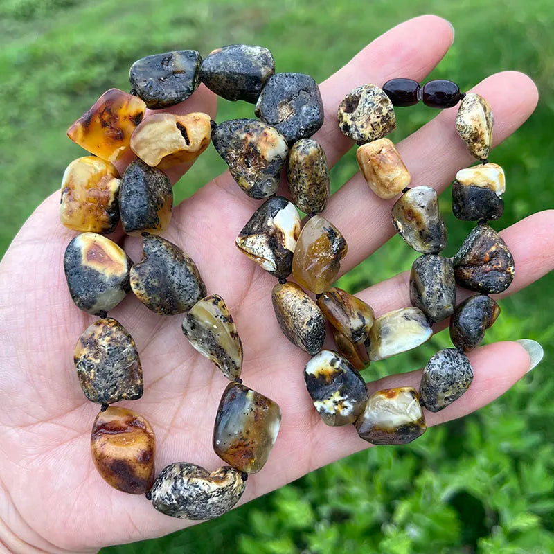 100% Natural Amber Necklace for Unisex New Real Original Handmade Irregular Baltic Amber Jewelry Unique Necklaces Gift