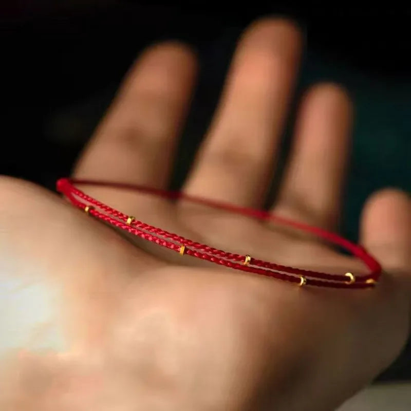 Handmade Copper Bead Bracelet Red Rope Size Adjustable Transfer Lucky Beads Simple Style  Friendship Bracelet Fine jewelry