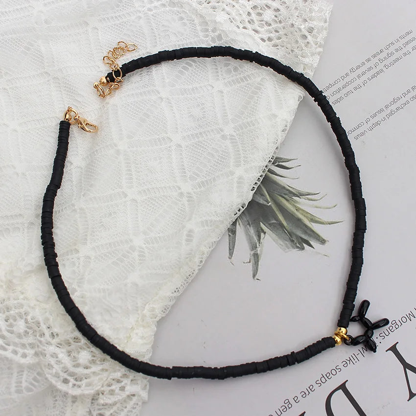 Korean Fashion Dog Design Necklace Trendy Colorful Polymer Clay Beads Choker Pendant Summer Handmade Beach Boho Femme Jewelry