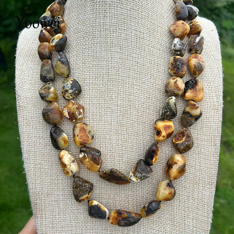 100% Natural Amber Necklace for Unisex New Real Original Handmade Irregular Baltic Amber Jewelry Unique Necklaces Gift