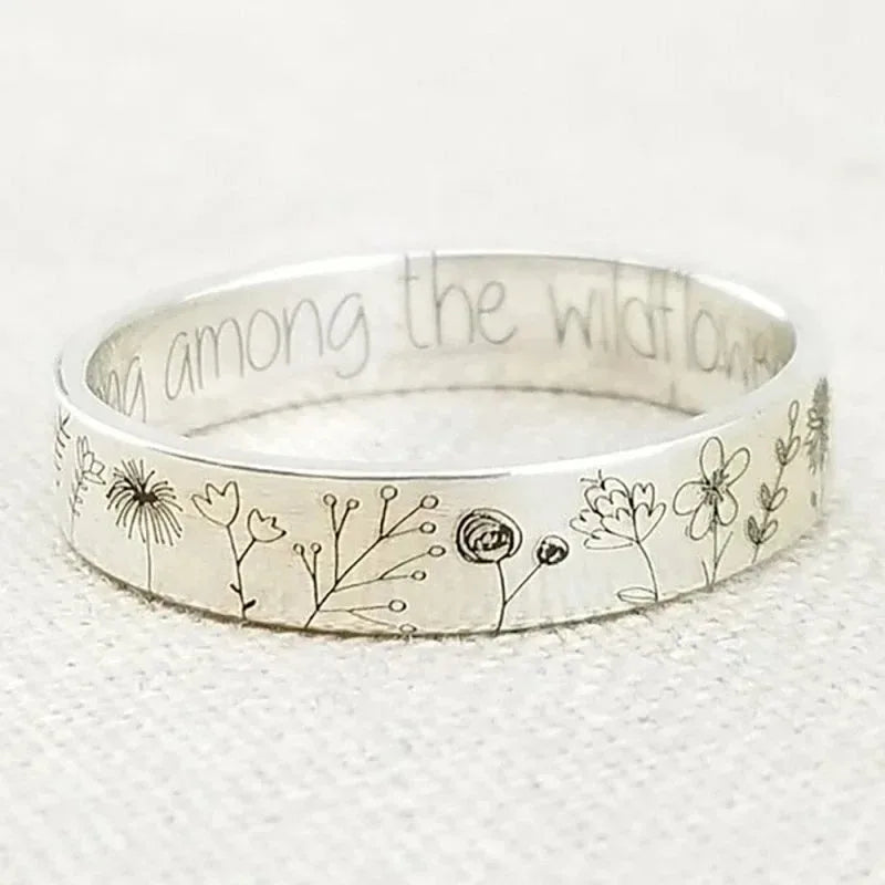 Vintage Dandelion Flower Ring For Women Men Bohemian Delicate Handmade Carved Mushroom Ring Retro Wedding Band Jewelry Gift