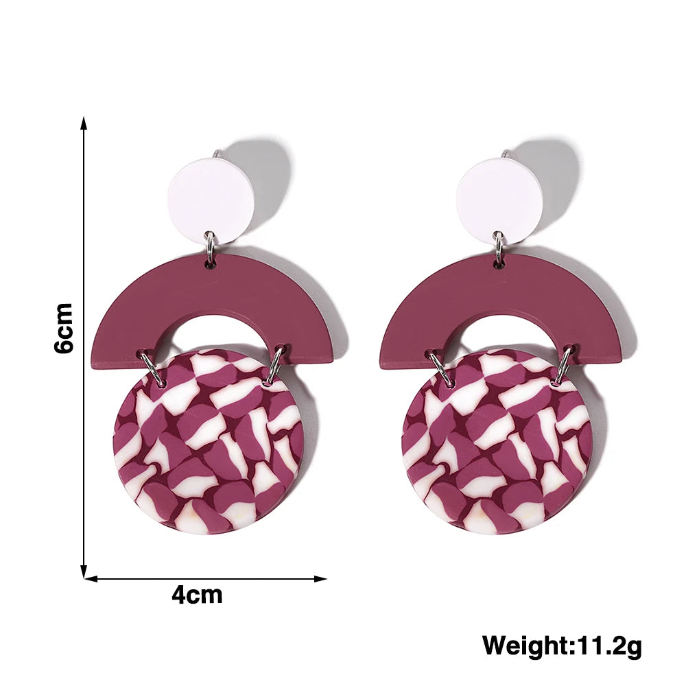 Summer Outdoor Earrings For Women Trendy Warm Color Series Handmade Polymer Clay Geometry Jewelry Party Eardrop INS