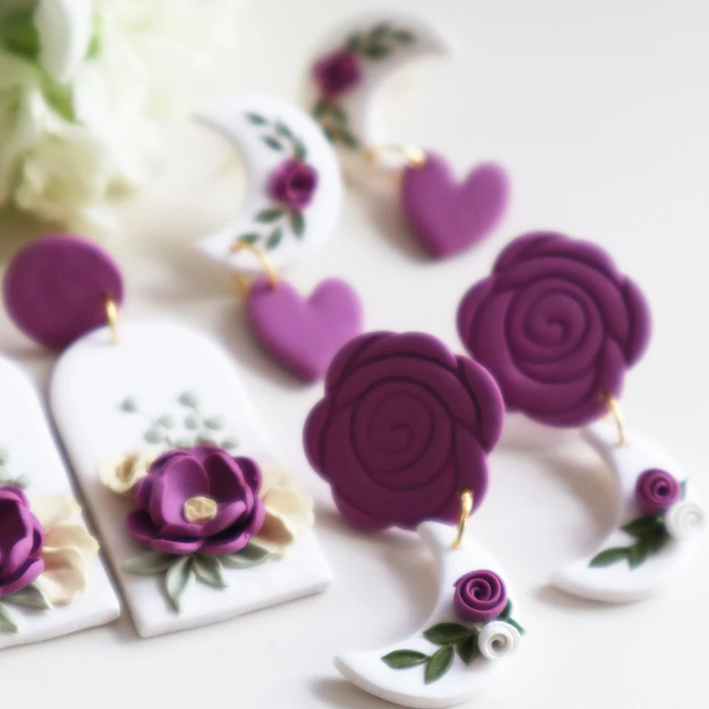 2025 New Polymer Clay Heart Earrings Women Handmade Mother's Day Moon Drop Earrings Hearts Dangle Earring  Jewelry Accessory