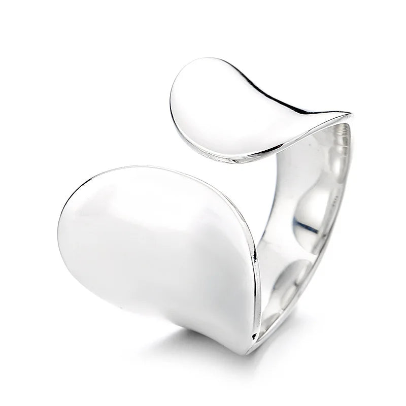 925 Sterling Silver Rings for Women Couple Minimalist Handmade Simple Wide Ring Fine Jewelry Gift Prevent Allergy