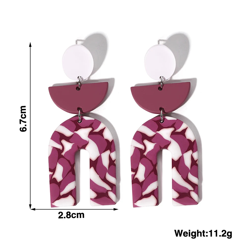 Summer Outdoor Earrings For Women Trendy Warm Color Series Handmade Polymer Clay Geometry Jewelry Party Eardrop INS