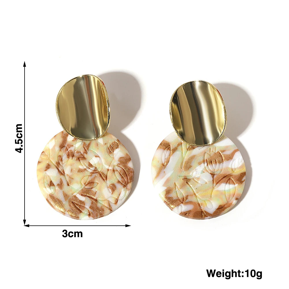 Hand-made Polymer Clay Earring Gilt For Women Trendy Multiple Style Irregular Geometry Metal Fold Jewelry Eardrop INS