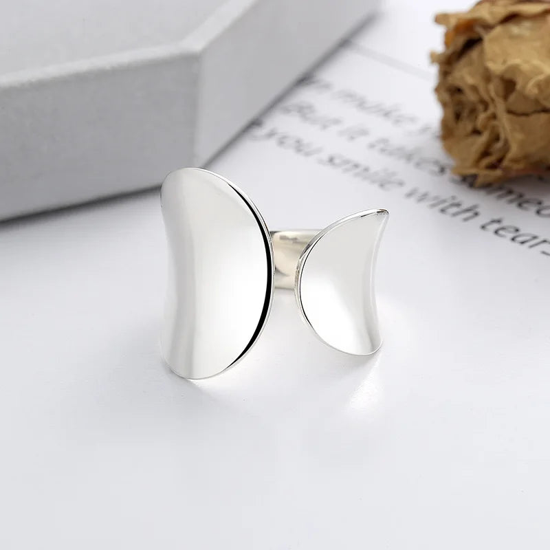 925 Sterling Silver Rings for Women Couple Minimalist Handmade Simple Wide Ring Fine Jewelry Gift Prevent Allergy