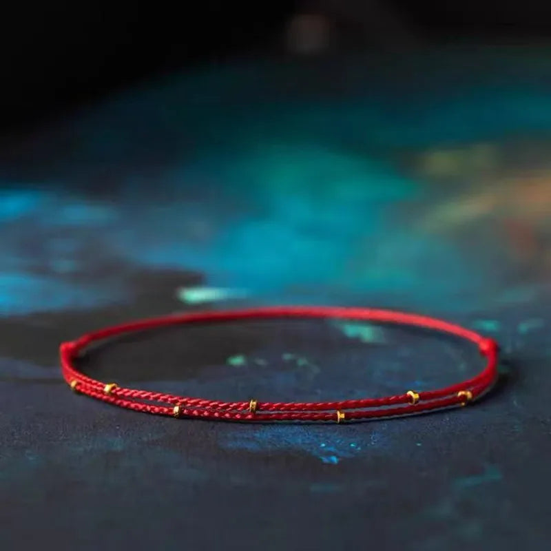 Handmade Copper Bead Bracelet Red Rope Size Adjustable Transfer Lucky Beads Simple Style  Friendship Bracelet Fine jewelry