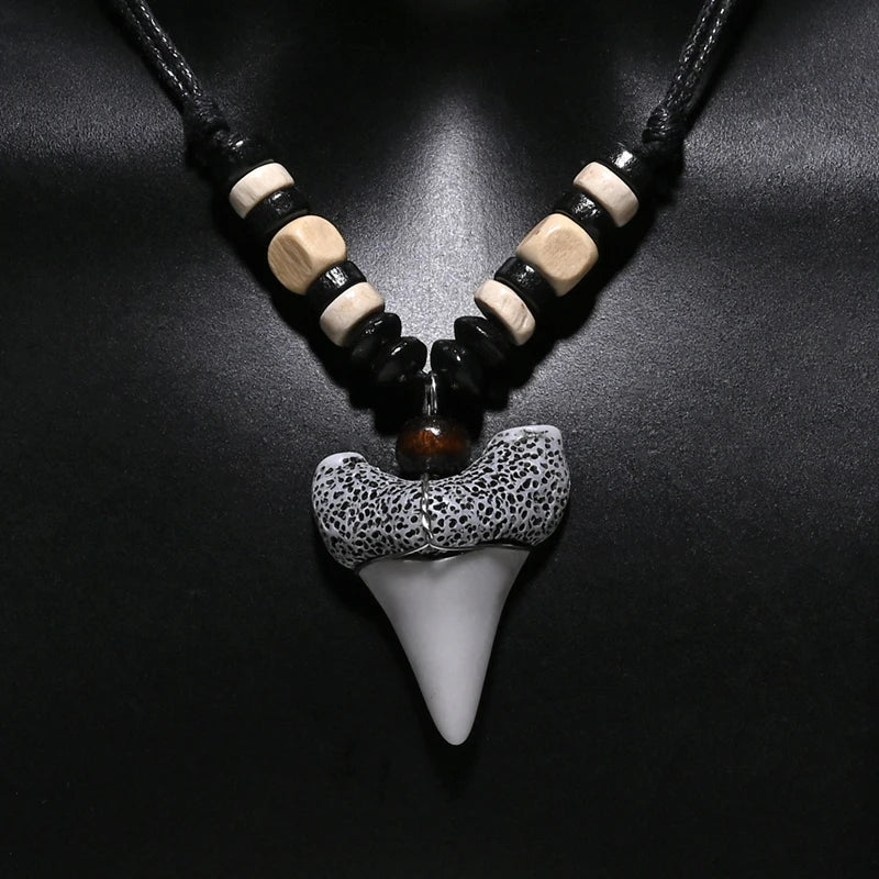 1PC Hawaii Surfer Jewelry Handmade Imitation Shark Teeth Pendant New Zealand Maori Tribal bone Choker WoMen's Men's Necklace