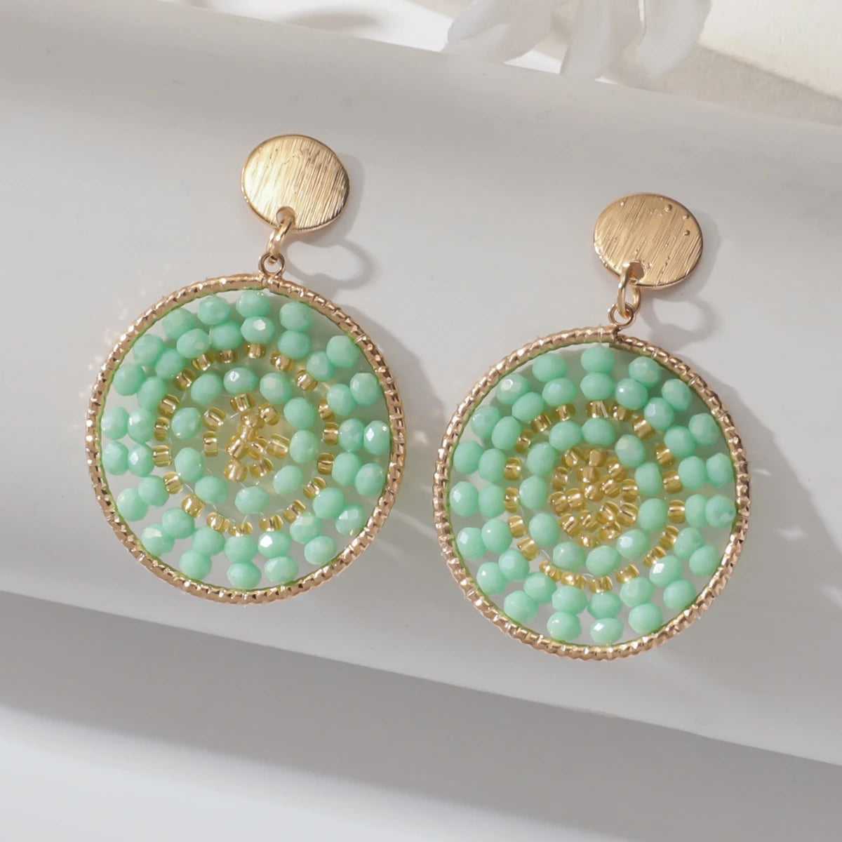 Boho Ethnic Style Seed Beaded Drop Earrings for Women Ladies Creative Personality Metal Dangle Earrings Handmade Jewelry Gifts