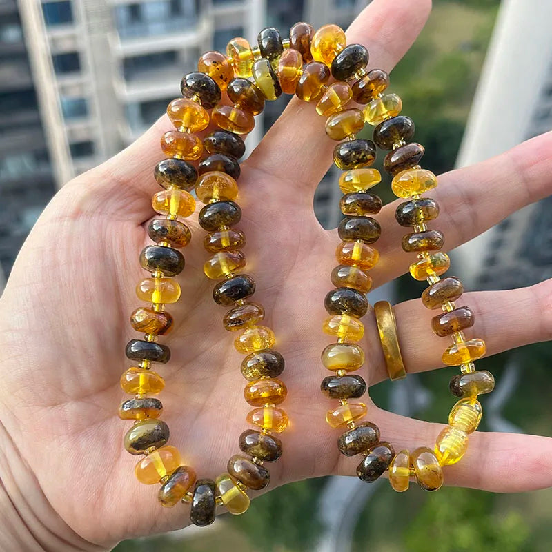 Floral Amber Necklace for Gift 2026 New Real Original Handmade Natural Baltic Plant Amber Jewelry Women Necklaces Wholesale