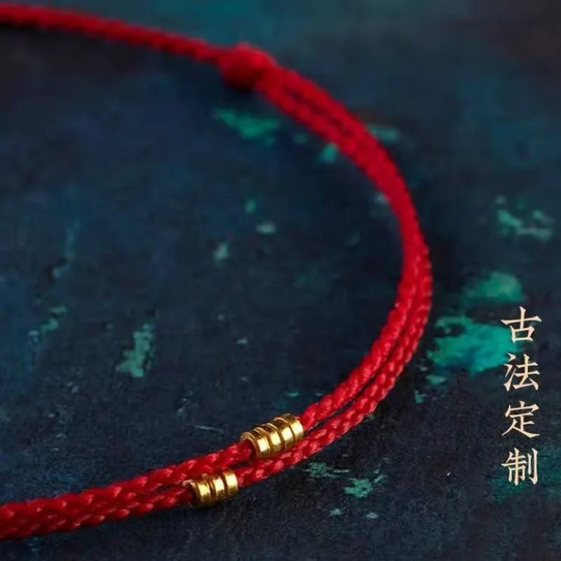 Handmade Copper Bead Bracelet Red Rope Size Adjustable Transfer Lucky Beads Simple Style  Friendship Bracelet Fine jewelry