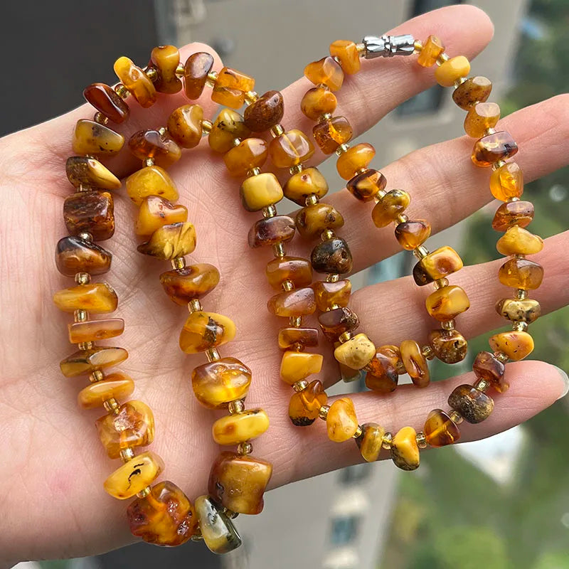 Floral Amber Necklace for Gift 2026 New Real Original Handmade Natural Baltic Plant Amber Jewelry Women Necklaces Wholesale