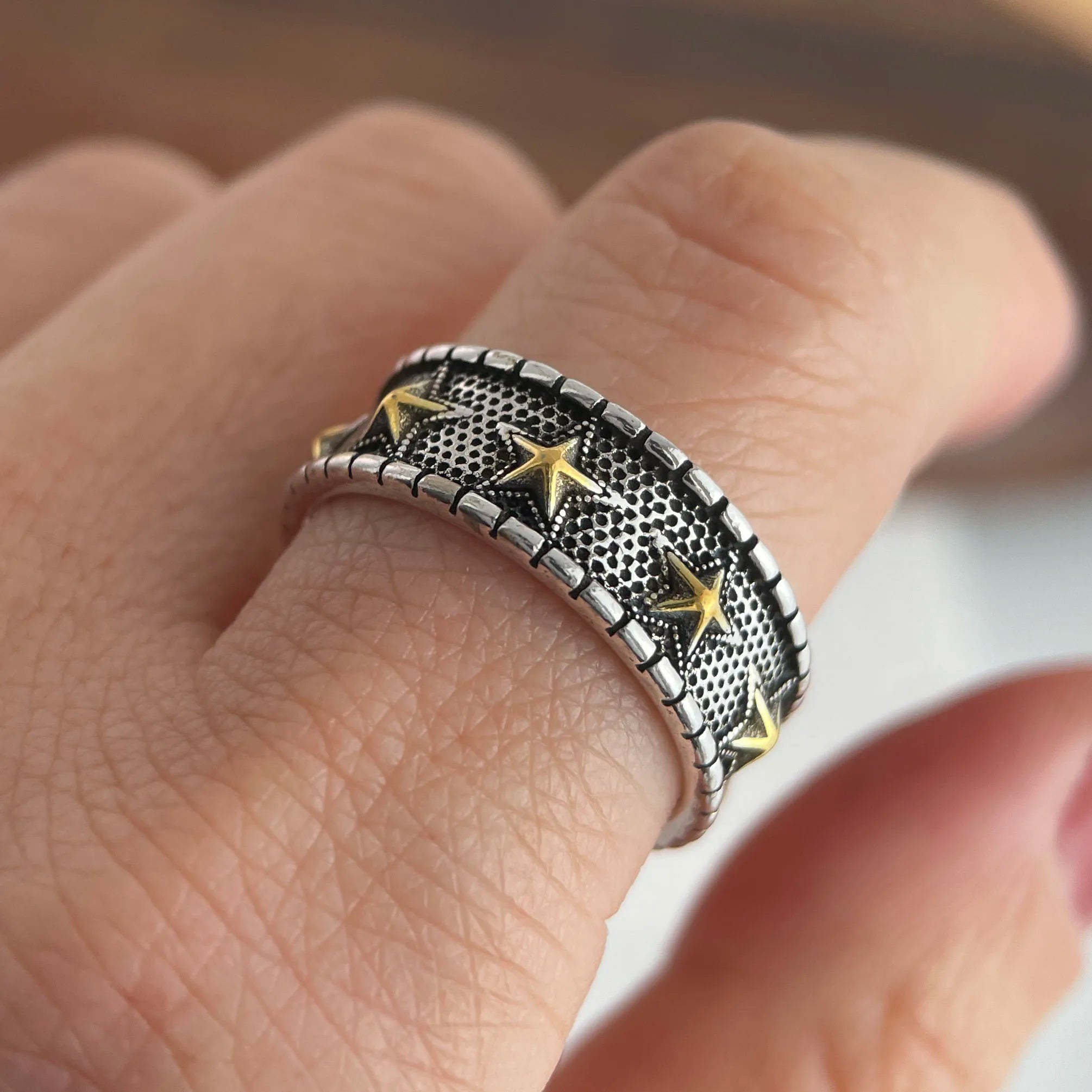 925 Sterling Silver Rings for Women Couple Minimalist Handmade Simple Retro Star Ring Fine Jewelry Gift Prevent Allergy