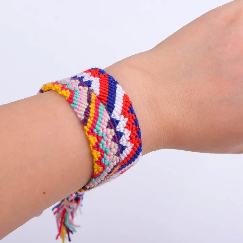 6Pcs/Lot Colorful Bohemian Handmade Woven Bracelets With Adjustable Daily Wear Birthday Party Gifts For Men  Women