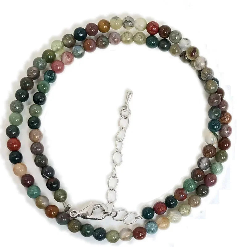 Natural Rose Quartz Agate turquoise Necklaces Women Romantic Elegant Valentine's Day Gift 4mm Round Beads Handmade Choker