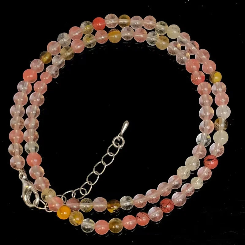 Natural Rose Quartz Agate turquoise Necklaces Women Romantic Elegant Valentine's Day Gift 4mm Round Beads Handmade Choker