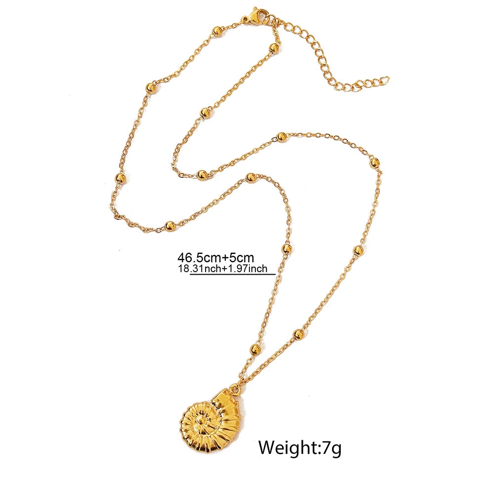 Bohemian Style Stainless Steel Nautilus Shell Ocean Beach Jewelry Necklace Conch Handmade Jewelry For Women Daily Wear