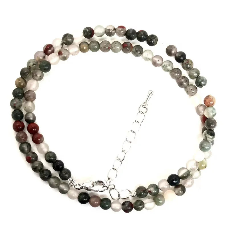 Natural Rose Quartz Agate turquoise Necklaces Women Romantic Elegant Valentine's Day Gift 4mm Round Beads Handmade Choker