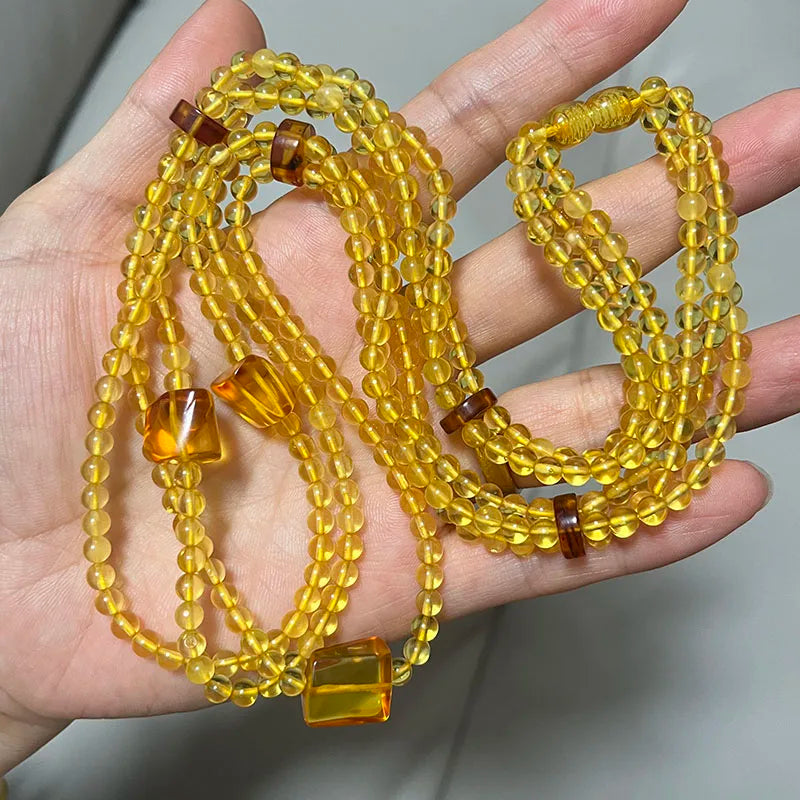 Floral Amber Necklace for Gift 2026 New Real Original Handmade Natural Baltic Plant Amber Jewelry Women Necklaces Wholesale