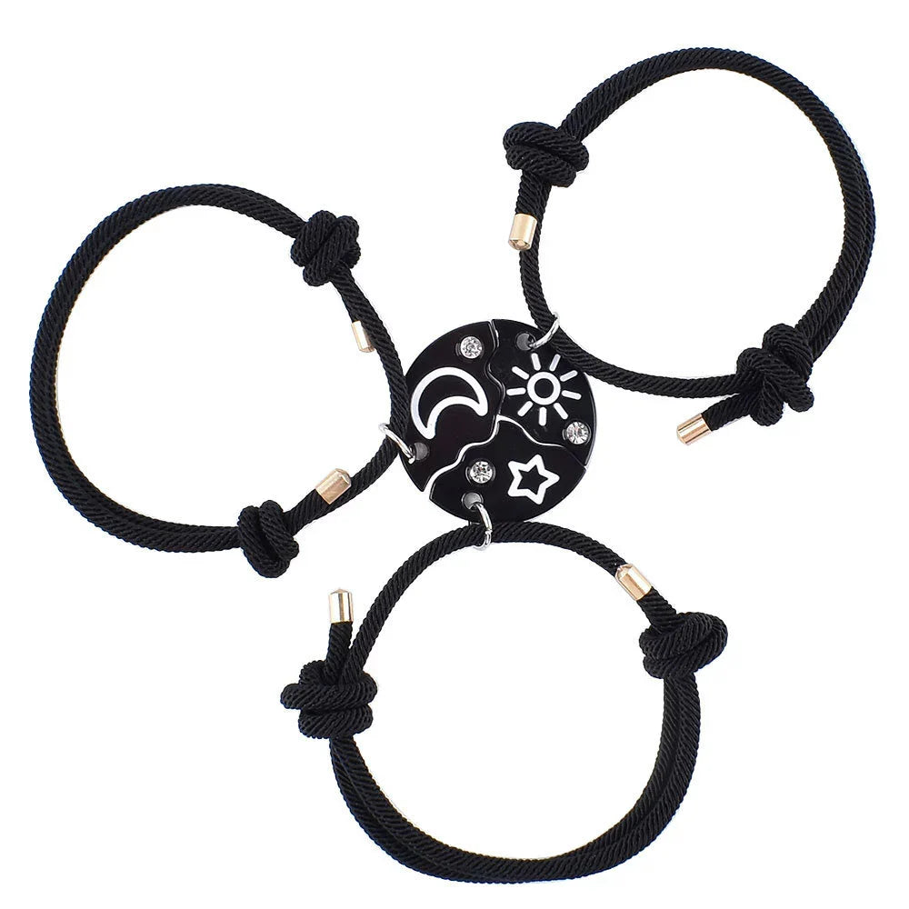 2/3Pcs Heart-shaped Stitching Bracelet Magnet Pendant BFF Friendship Handmade Weaved Jewelry Birthday Gifts for Kids Women 2025