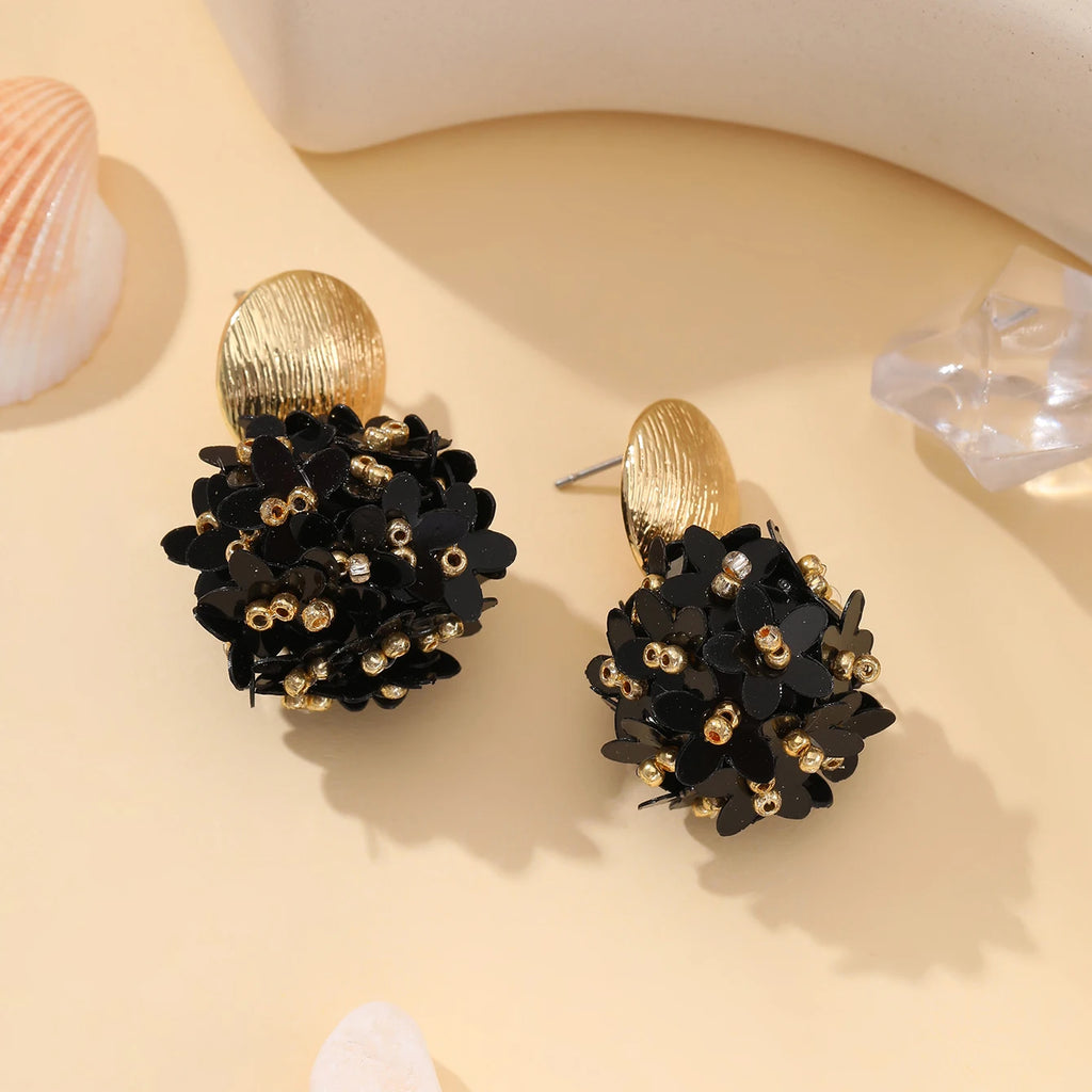 INKDEW Flower Petal Beads Big Round Drop Earrings For Women Long Earrings Handmade Fashion Jewelry Gift boho EA153