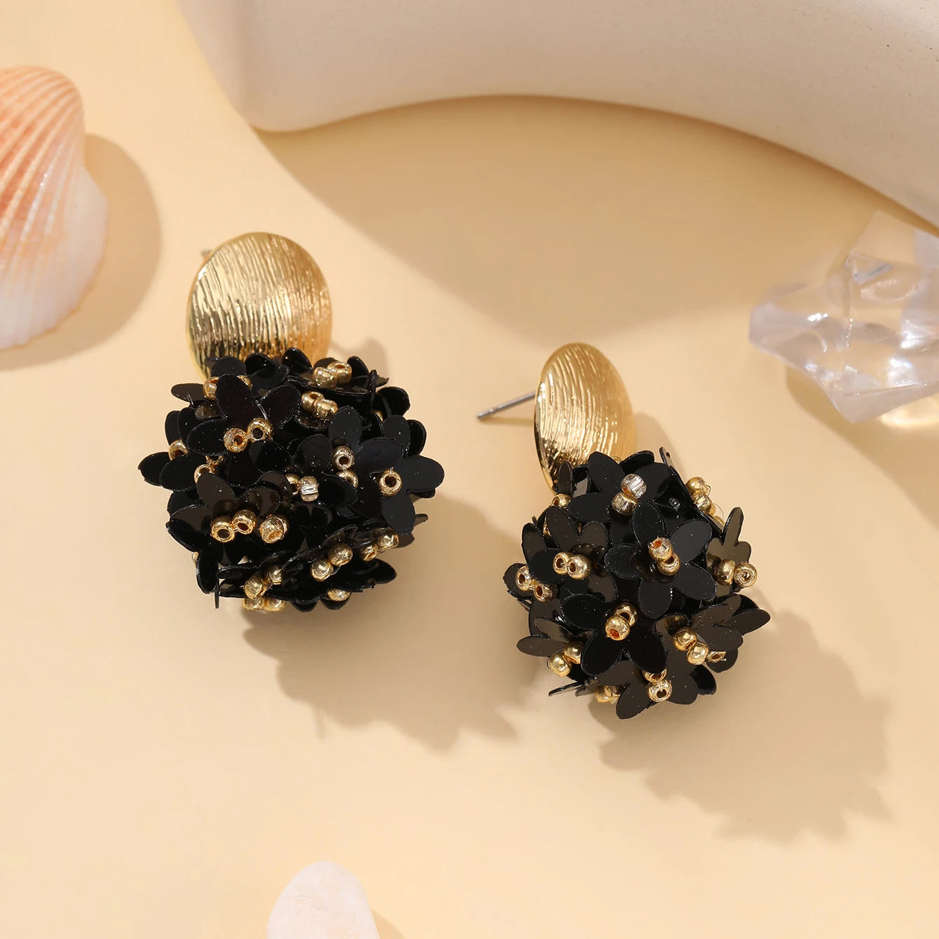 INKDEW Flower Petal Beads Big Round Drop Earrings For Women Long Earrings Handmade Fashion Jewelry Gift boho EA153