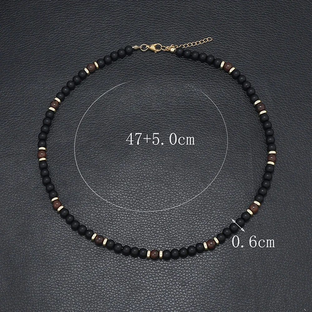 Handmade Men's Wooden Beaded Clay Necklace Fashion Vintage African White Beaded Beach Surfer Necklace for Men Tribal Jewelry