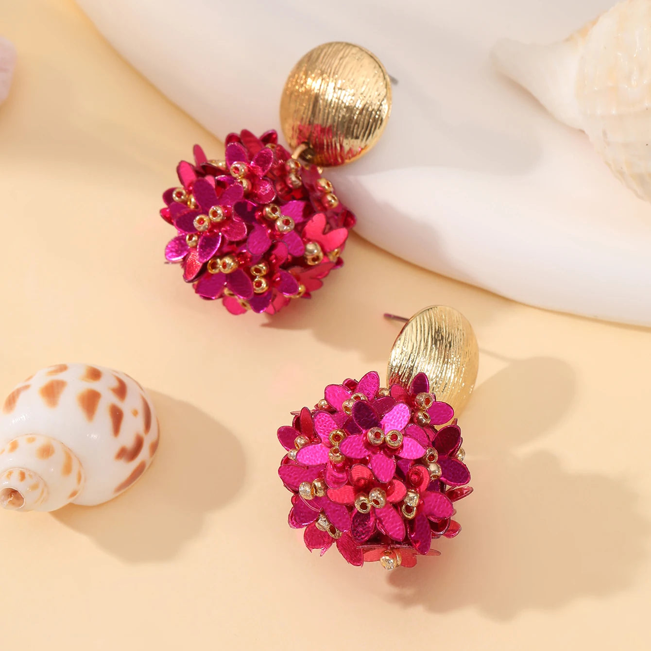 INKDEW Flower Petal Beads Big Round Drop Earrings For Women Long Earrings Handmade Fashion Jewelry Gift boho EA153