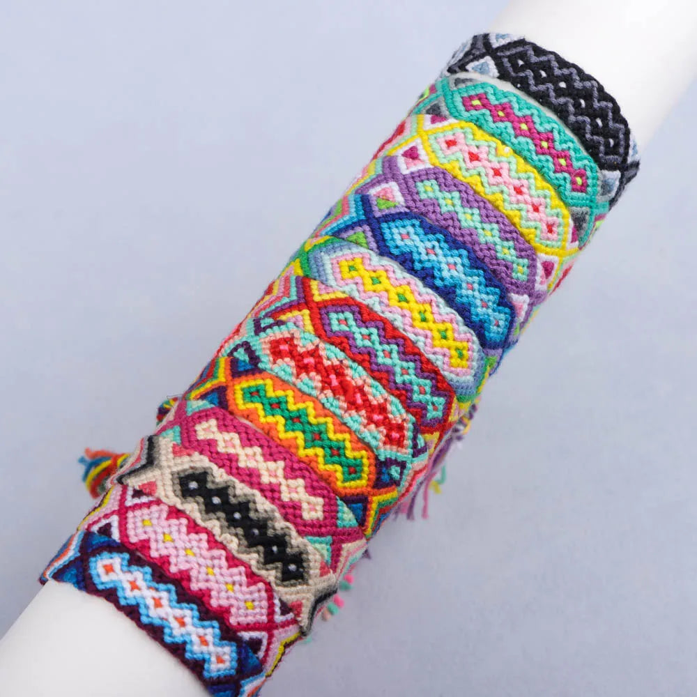 6Pcs/Lot Colorful Bohemian Handmade Woven Bracelets With Adjustable Daily Wear Birthday Party Gifts For Men  Women