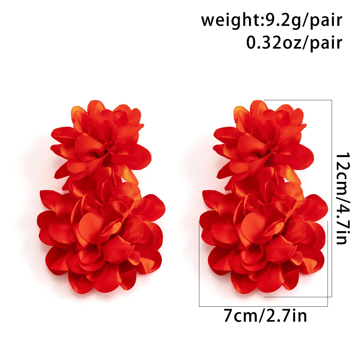 Exaggerated Red Petal Flower Drop Earrings for Women Boho Handmade Long Tassel Rose Fairy Dangle Earrings Aesthetic Jewelry New