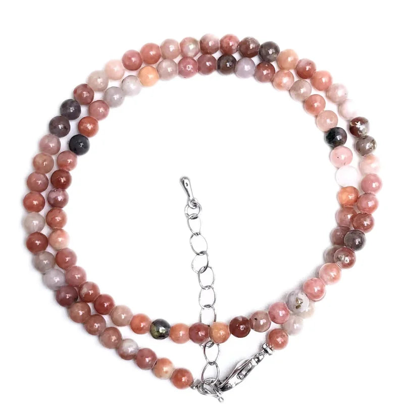 Natural Rose Quartz Agate turquoise Necklaces Women Romantic Elegant Valentine's Day Gift 4mm Round Beads Handmade Choker