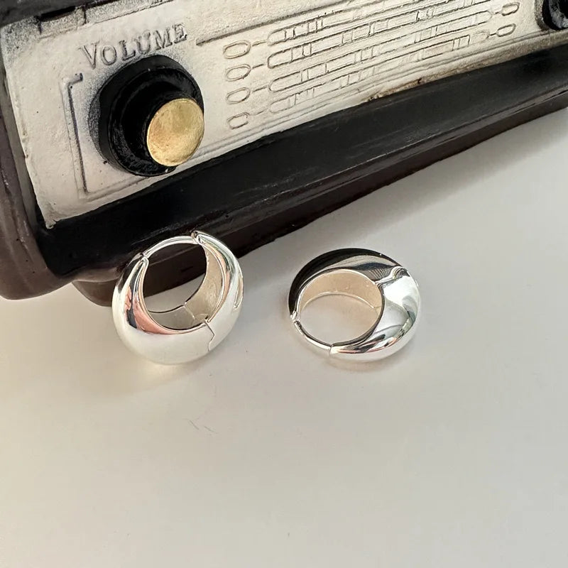 925 Sterling Silver Earrings For Women Trendy Simple Circle Handmade Earring Jewelry Prevent Allergy Party Accessories