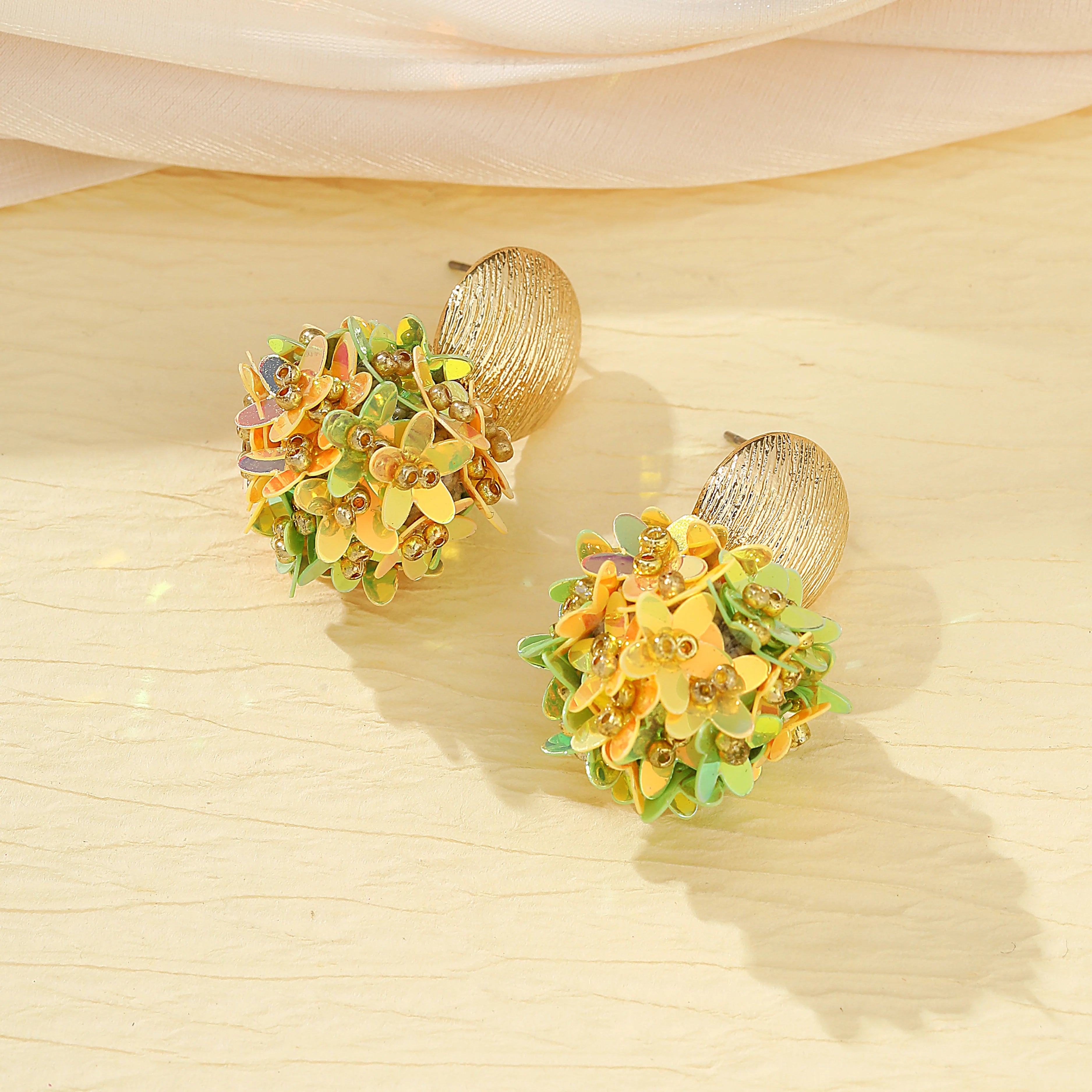 INKDEW Flower Petal Beads Big Round Drop Earrings For Women Long Earrings Handmade Fashion Jewelry Gift boho EA153