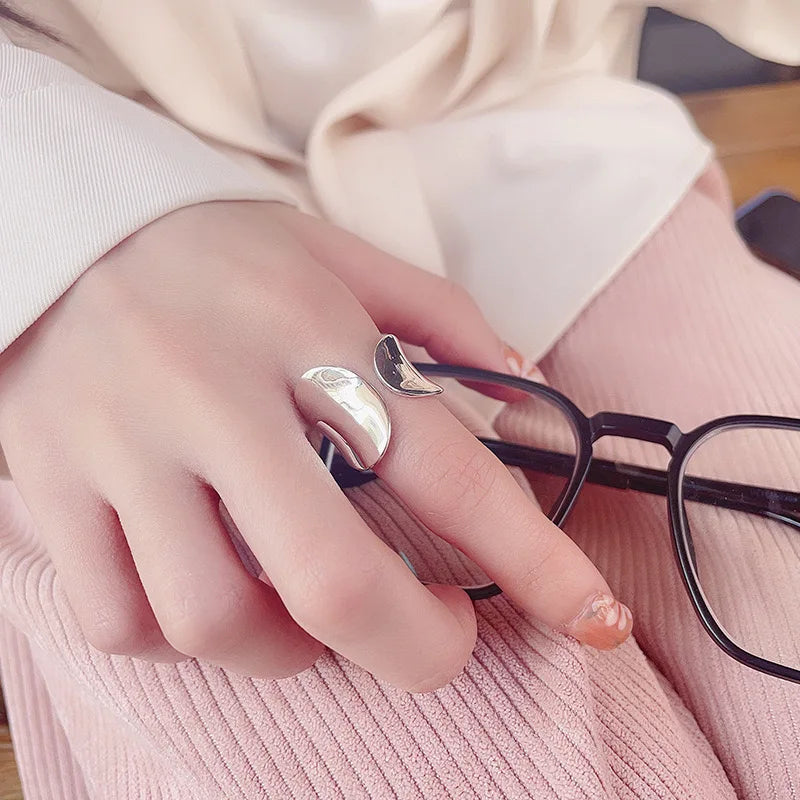 925 Sterling Silver Rings for Women Couple Minimalist Handmade Simple Wide Ring Fine Jewelry Gift Prevent Allergy