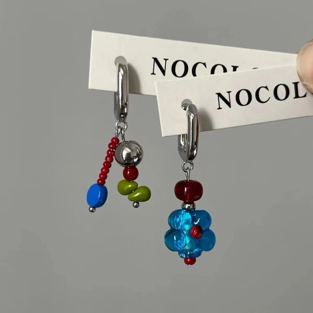 2025 Trend Vintage Designer Dangle Asymmetric Handmade Beads Drop Earrings Woman Korean Fashion Dopamine Metal Earrings Gift